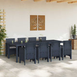Garden Dining Set 9 pcs Anthracite Polt rattan - Side View