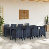 Garden Dining Set 9 pcs Anthracite Polt rattan - Side View