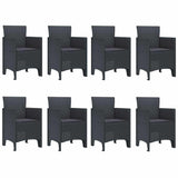 Garden Dining Set 9 pcs Anthracite Polt rattan - 45-Degree Angle