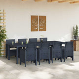 Garden Dining Set 9 pcs Anthracite Polt rattan - Side View