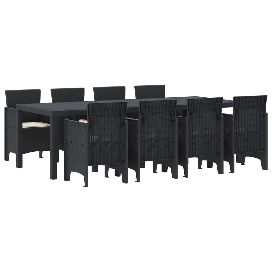 Garden Dining Set 9 pcs Anthracite Polypropylene