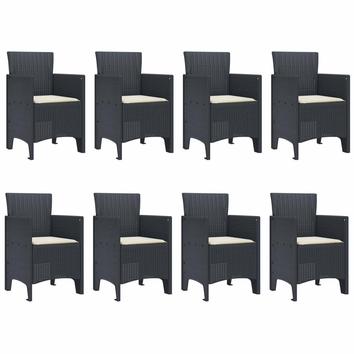 Garden Dining Set 9 pcs Anthracite Polypropylene