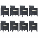 Garden Dining Set 9 pcs Anthracite Polypropylene