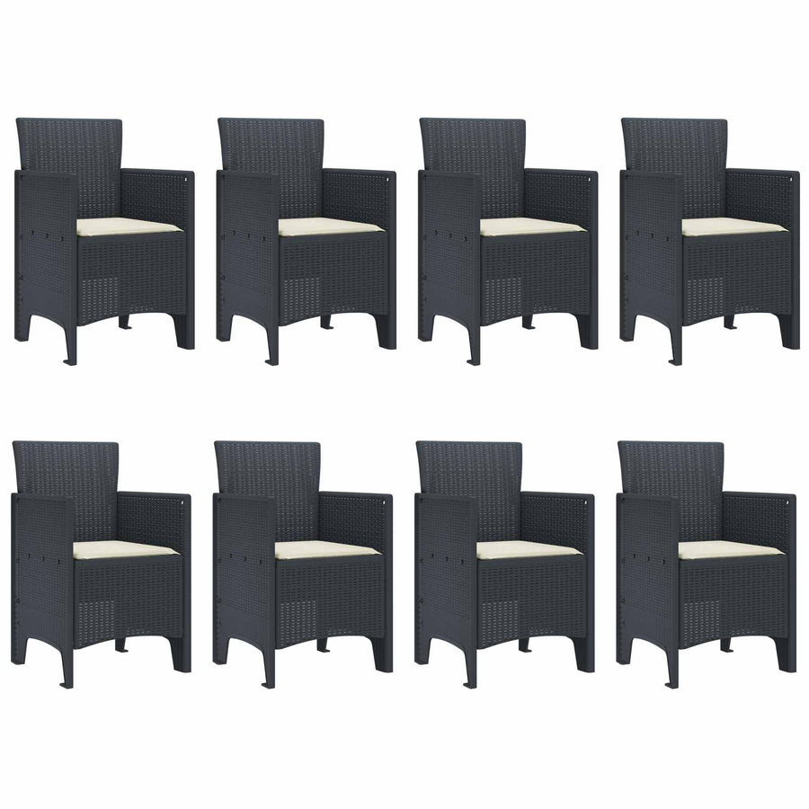 Garden Dining Set 9 pcs Anthracite Polypropylene