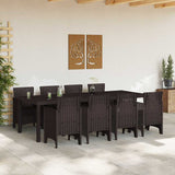 Garden Dining Set 9 pcs Brown Polt rattan - Side View