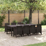 Garden Dining Set 9 pcs Brown Polypropylene