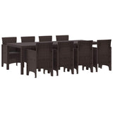 Garden Dining Set 9 pcs Brown Polt rattan - Front View