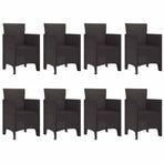 Garden Dining Set 9 pcs Brown Polypropylene