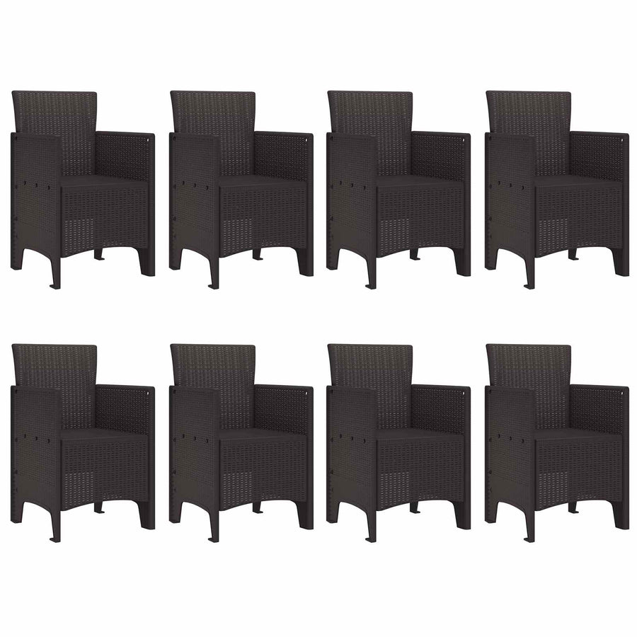 Garden Dining Set 9 pcs Brown Polypropylene