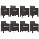 Garden Dining Set 9 pcs Brown Polt rattan - 45-Degree Angle