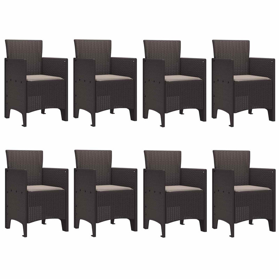 Garden Dining Set 9 pcs Brown Polypropylene
