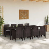 Garden Dining Set 9 pcs Brown Polt rattan - Side View