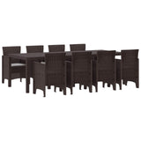 Garden Dining Set 9 pcs Brown Polypropylene