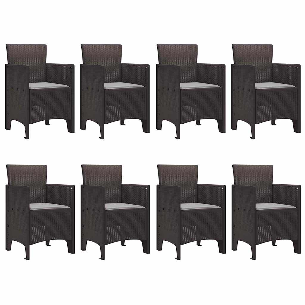 Garden Dining Set 9 pcs Brown Polt rattan