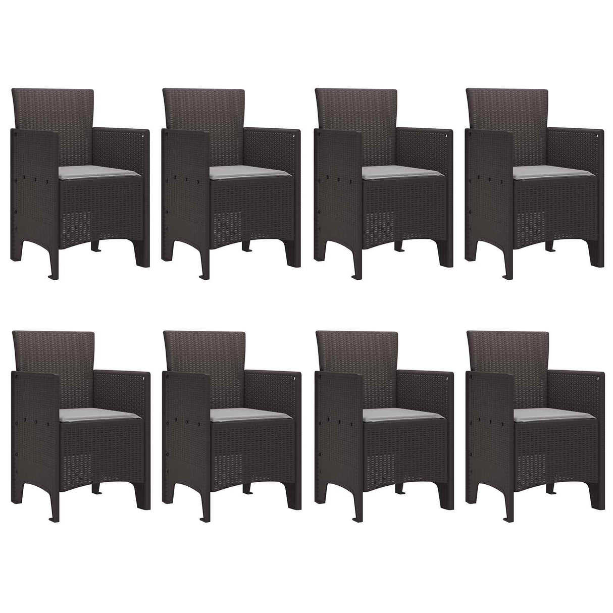 Garden Dining Set 9 pcs Brown Polypropylene