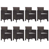 Garden Dining Set 9 pcs Brown Polypropylene