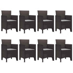 Garden Dining Set 9 pcs Brown Polypropylene