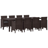 Garden Dining Set 9 pcs Brown Polt rattan - Front View