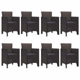 Garden Dining Set 9 pcs Brown Polypropylene