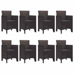 Garden Dining Set 9 pcs Brown Polypropylene