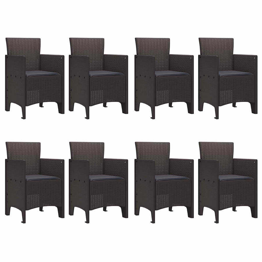 Garden Dining Set 9 pcs Brown Polypropylene