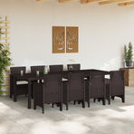 Garden Dining Set 9 pcs Brown Polypropylene