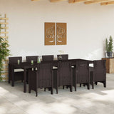 Garden Dining Set 9 pcs Brown Polypropylene - Side View