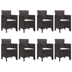 Garden Dining Set 9 pcs Brown Polypropylene