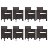 Garden Dining Set 9 pcs Brown Polypropylene - 45-Degree Angle