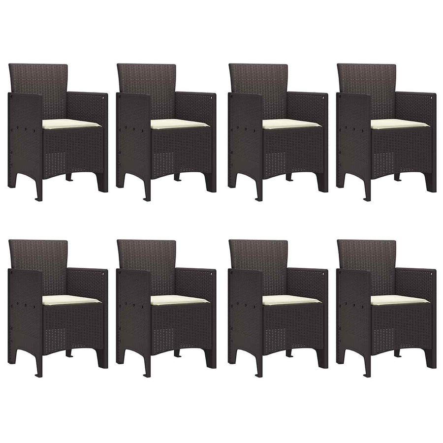 Garden Dining Set 9 pcs Brown Polypropylene