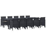 Garden Dining Set with Cushion 11 pcs Anthracite Poly rattan - Front View