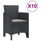 Garden Dining Set with Cushion 11 pcs Anthracite Poly rattan - 45-Degree Angle