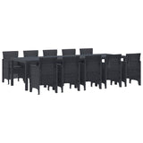 Garden Dining Set with Cushions with Cushion 11 pcs Anthracite - Front View