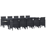 Garden Dining Set with Cushion 11 pcs Anthracite and Cream - Front View
