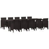 Garden Dining Set with Cushion 11 pcs Brown Rattan - Front View