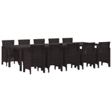 Garden Dining Set 11 pcs Brown Rattan