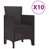 Garden Dining Set with Cushion 11 pcs Brown Rattan - 45-Degree Angle