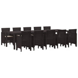 Garden Dining Set 11 pcs Brown and Taupe Poly rattan - Front View
