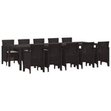 Garden Dining Set 11 pcs Brown and Taupe Poly rattan