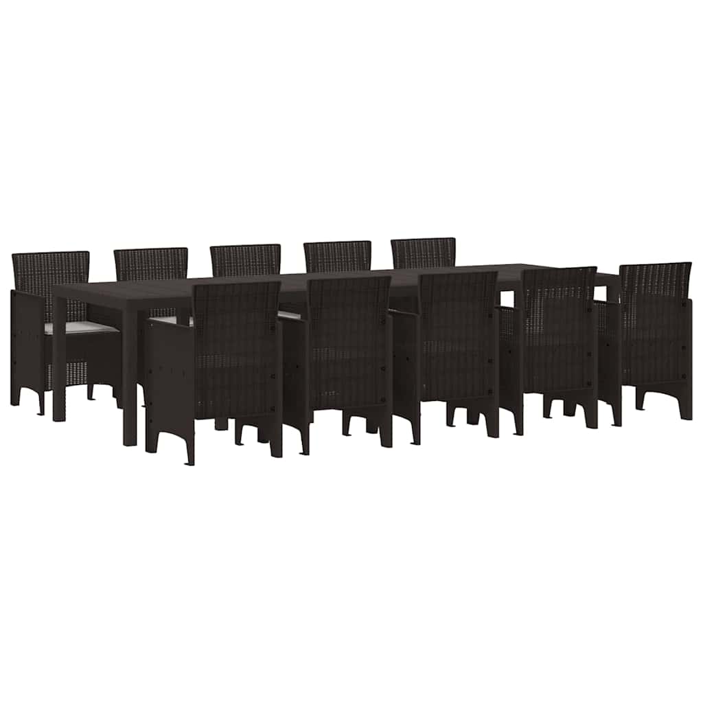 Garden Dining Set 11 pcs Brown and Light grey Poly rattan