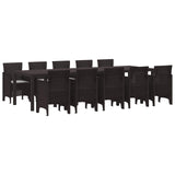 Garden Dining Set 11 pcs Brown and Light grey Poly rattan