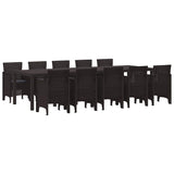 Garden Dining Set 11 pcs Brown and Anthracite Rattan - Front View