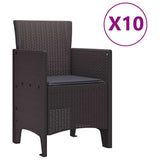 Garden Dining Set 11 pcs Brown and Anthracite Rattan - 45-Degree Angle