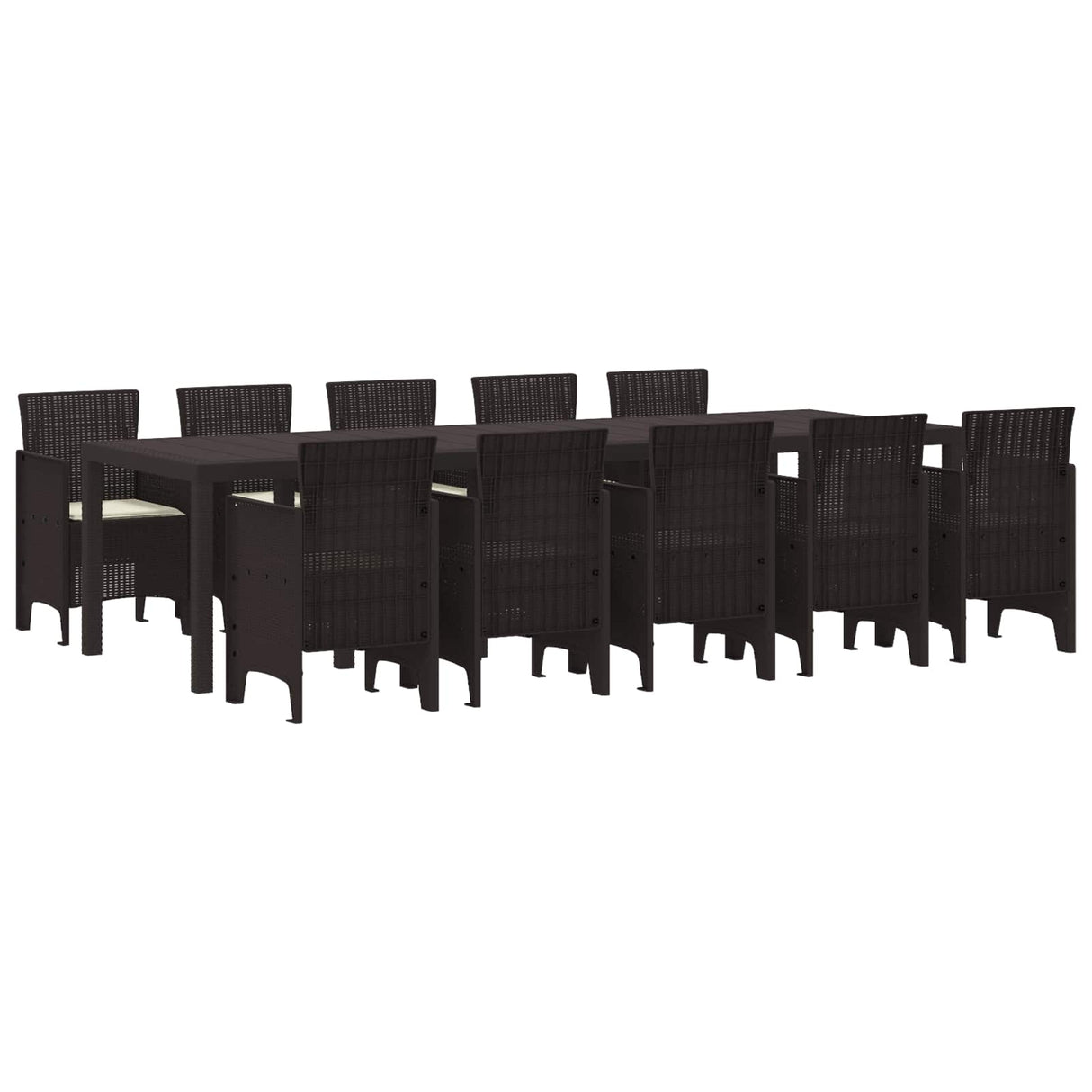 Garden Dining Set with Cushion 11 pcs Brown and Cream Rattan