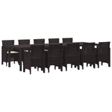 Garden Dining Set with Cushion 11 pcs Brown and Cream Rattan