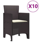 Garden Dining Set with Cushion 11 pcs Brown and Cream Rattan - 45-Degree Angle