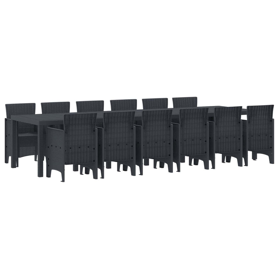 Garden Dining Set 13 pcs Anthracite Polt rattan