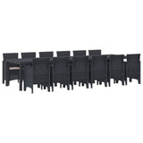 Garden Dining Set 13 pcs Anthracite Polt rattan - Front View