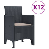 Garden Dining Set 13 pcs Anthracite Polt rattan - 45-Degree Angle