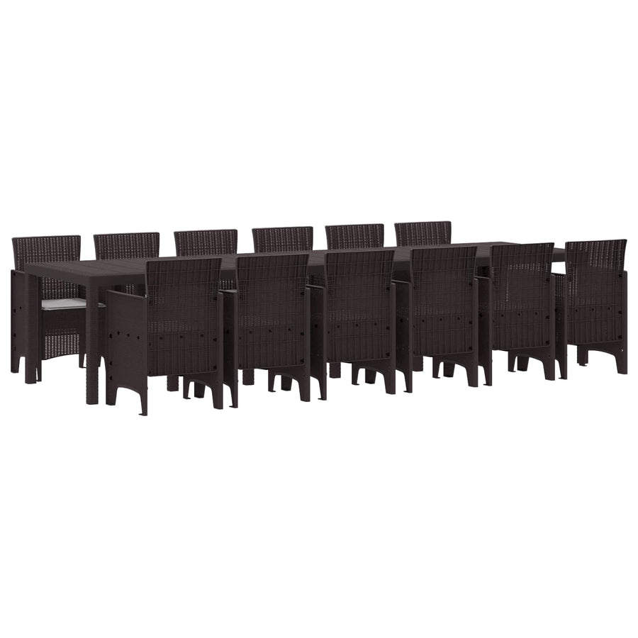 Garden Dining Set 13 pcs Brown Polt rattan